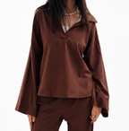 Brown linen top