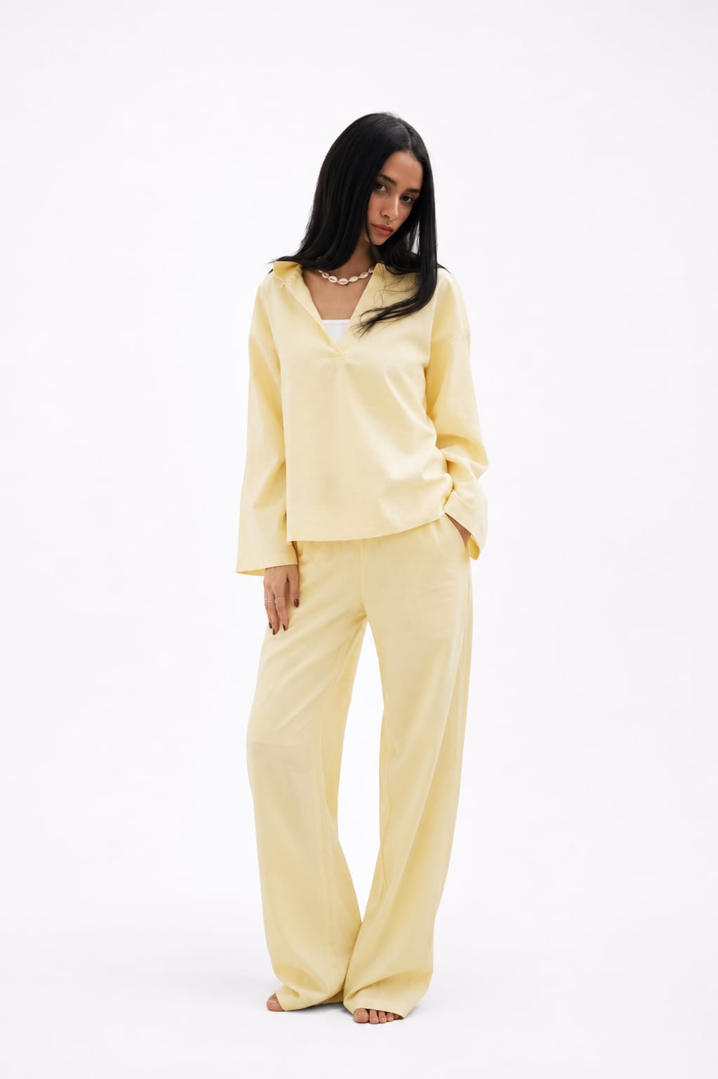 Butter yellow Linen set
